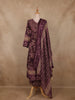 Deep Plum Floral Printed Cotton Salwar Suit with Dupatta