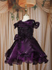 Deep Plum Layered Design Organza Party Frock With Bow Detailing