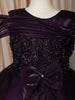 Deep Plum Layered Design Organza Party Frock With Bow Detailing