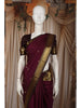 Deep Plum Purple Butta Woven Design Pure Kanchipuram Silk Saree with Contrast Zari Border