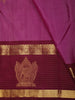 Deep Plum Purple Butta Zari Woven Design Pure Kanchipuram Silk Saree with Contrast Ornamental Zari Border
