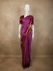 Deep Plum Purple Butta Zari Woven Design Pure Kanchipuram Silk Saree with Contrast Ornamental Zari Border