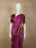 Deep Plum Purple Butta Zari Woven Design Pure Kanchipuram Silk Saree with Contrast Ornamental Zari Border