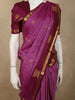 Deep Plum Purple Butta Zari Woven Design Pure Kanchipuram Silk Saree with Contrast Ornamental Zari Border