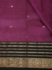 Deep Plum Purple Butta Zari Woven Design Pure Kanchipuram Silk Saree with Contrast Striped Zari Border