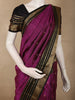 Deep Plum Purple Butta Zari Woven Design Pure Kanchipuram Silk Saree with Contrast Striped Zari Border
