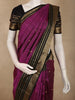 Deep Plum Purple Butta Zari Woven Design Pure Kanchipuram Silk Saree with Contrast Striped Zari Border