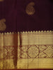 Deep Plum Purple Butta Zari Woven Design Pure Kanchipuram Silk Saree with Contrast Border