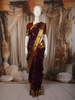 Deep Plum Purple Butta Zari Woven Design Pure Kanchipuram Silk Saree with Contrast Border