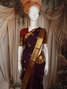 Deep Plum Purple Butta Zari Woven Design Pure Kanchipuram Silk Saree with Contrast Border