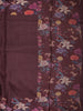 Deep Plum Purple Checked Woven Design Pure Tussar Saree with Floral Border