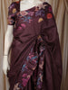 Deep Plum Purple Checked Woven Design Pure Tussar Saree with Floral Border