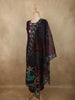 Deep Plum Purple Floral Beads Embroidered Design Cotton Palazzo Suit with Floral Dupatta