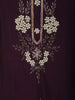 Deep Plum Purple Floral Beads Embroidered Design Cotton Palazzo Suit with Floral Dupatta