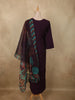 Deep Plum Purple Floral Beads Embroidered Design Cotton Palazzo Suit with Floral Dupatta