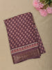 Deep Plum Purple Floral Butta Printed Design Mixed Cotton Saree
