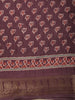 Deep Plum Purple Floral Butta Printed Design Mixed Cotton Saree
