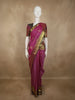 Deep Plum Purple Floral Butta Zari Woven Design Pure Kanchipuram Silk Saree with Contrast Floral Zari Border