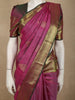Deep Plum Purple Floral Butta Zari Woven Design Pure Kanchipuram Silk Saree with Contrast Floral Zari Border