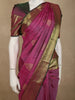 Deep Plum Purple Floral Butta Zari Woven Design Pure Kanchipuram Silk Saree with Contrast Floral Zari Border