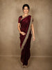 Deep Plum Purple Floral Butta Zari Woven Design Tissue Saree with Designer Lace Border