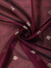 Deep Plum Purple Floral Butta Zari Woven Design Tissue Saree with Designer Lace Border