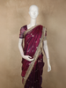 Deep Plum Purple Floral Butta Zari Woven Design Tissue Saree with Designer Lace Border
