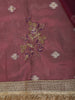 Deep Plum Purple Floral Butta Zari Woven Design Tissue Saree with Designer Lace Border