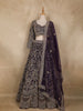 Deep Plum Purple Floral Design Heavy Embroidered Net Lehenga