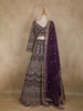 Deep Plum Purple Floral Design Heavy Embroidered Net Lehenga