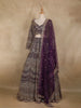 Deep Plum Purple Floral Design Heavy Embroidered Net Lehenga