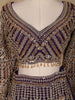 Deep Plum Purple Floral Design Heavy Embroidered Net Lehenga
