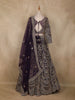 Deep Plum Purple Floral Design Heavy Embroidered Net Lehenga