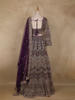 Deep Plum Purple Floral Design Heavy Embroidered Net Lehenga