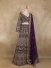 Deep Plum Purple Floral Design Heavy Embroidered Net Lehenga