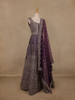 Deep Plum Purple Floral Embroidered Design Net Gown