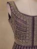 Deep Plum Purple Floral Embroidered Design Net Gown
