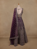 Deep Plum Purple Floral Embroidered Design Net Gown