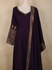 Deep Plum Purple Floral Embroidered Design  Raw Silk Gown with Dupatta