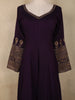 Deep Plum Purple Floral Embroidered Design  Raw Silk Gown with Dupatta