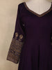 Deep Plum Purple Floral Embroidered Design  Raw Silk Gown with Dupatta