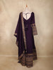 Deep Plum Purple Floral Embroidered Design  Raw Silk Gown with Dupatta