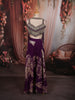 Deep Plum Purple Floral Kartana Beads Embroidered Design Tissue Banarasi Party Wear Indo Western Palazzo Suit with Matching Choker Dupatta