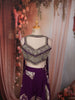 Deep Plum Purple Floral Kartana Beads Embroidered Design Tissue Banarasi Party Wear Indo Western Palazzo Suit with Matching Choker Dupatta