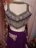 Deep Plum Purple Floral Kartana Beads Embroidered Design Tissue Banarasi Party Wear Indo Western Palazzo Suit with Matching Choker Dupatta