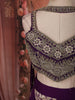 Deep Plum Purple Floral Kartana Beads Embroidered Design Tissue Banarasi Party Wear Indo Western Palazzo Suit with Matching Choker Dupatta