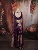 Deep Plum Purple Floral Kartana Beads Embroidered Design Tissue Banarasi Party Wear Indo Western Palazzo Suit with Matching Choker Dupatta