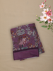Deep Plum Purple Floral Printed Design Chiffon Saree