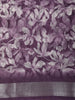 Deep Plum Purple Floral Printed Design Linen Cotton Casual Wear Saree