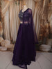 Deep Plum Purple Floral Sequins and Beads Embroidered Design Satin Party Lehenga with Dupatta
